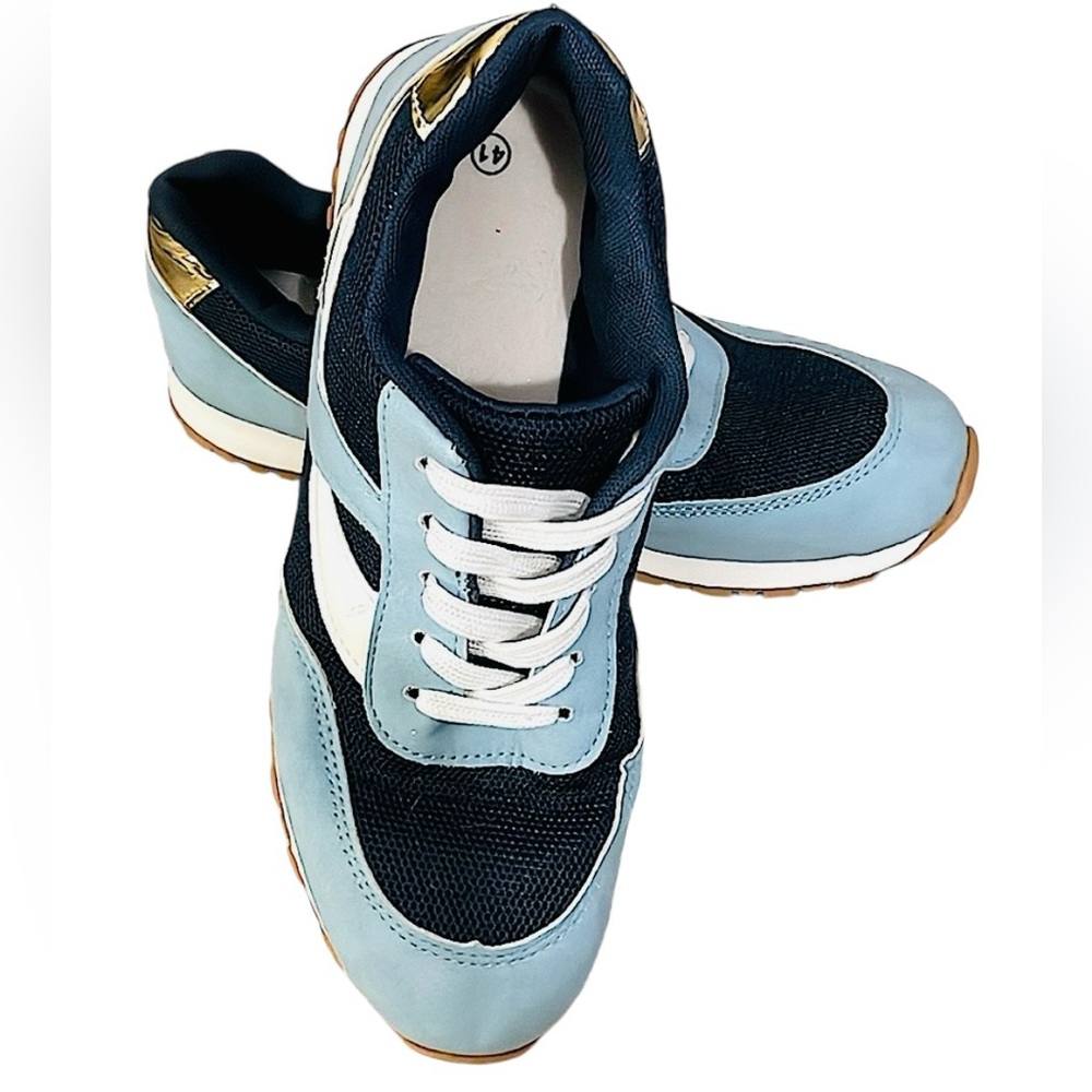 Navy White and light Blue sneakers